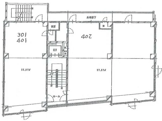 行徳のスケルトン店舗物件の平面図