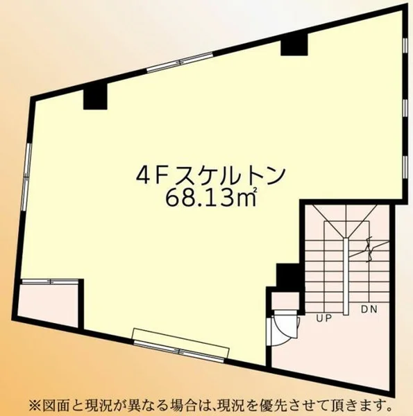 狭山市のスケルトン店舗物件の平面図