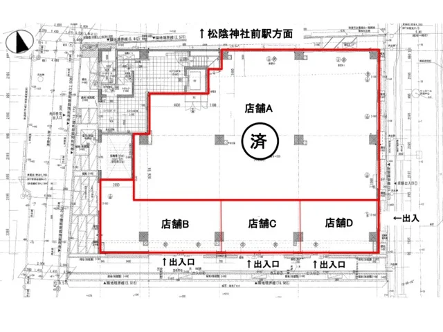 物販の居抜き物件の平面図