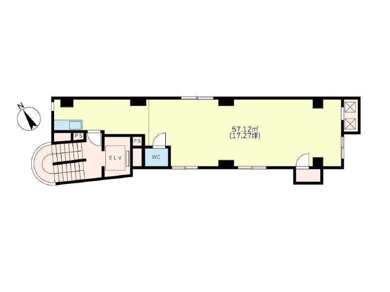 向ヶ丘遊園の事務所仕様物件の平面図