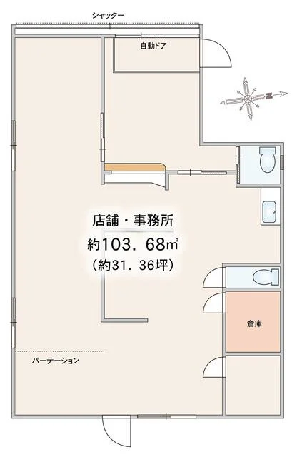 谷在家の事務所仕様店舗物件の平面図