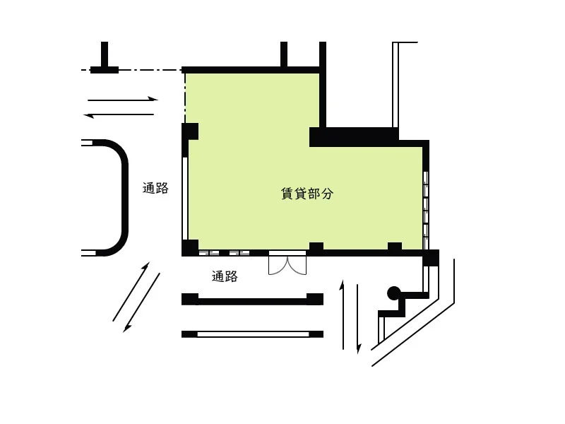 すずかけ台のスケルトン店舗物件の平面図
