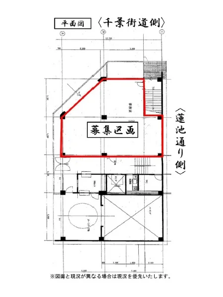 千葉の事務所仕様店舗物件の平面図