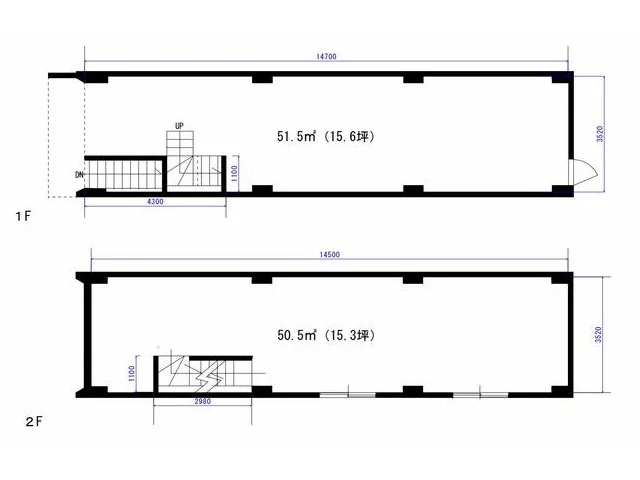貸店舗(スケルトン)の平面図