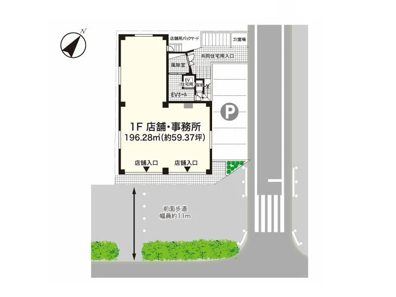 貸店舗(スケルトン)の平面図