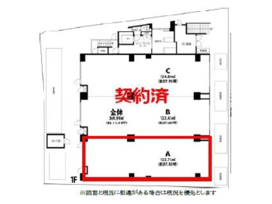 柏のスケルトン店舗物件の平面図