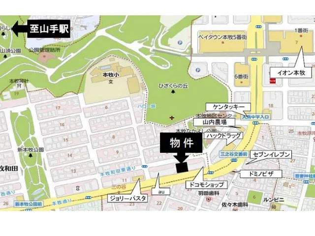 山手のスケルトン物件の地図