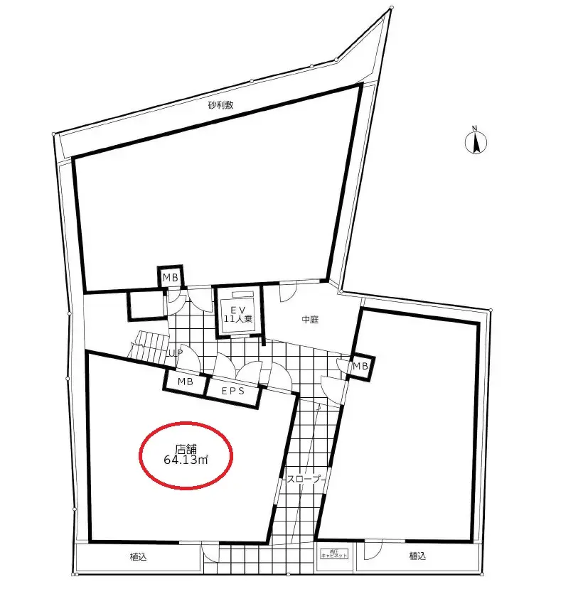 ダイニングバーの居抜き物件の平面図