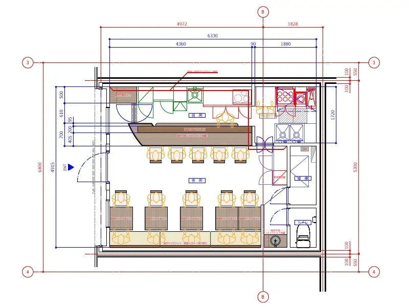 川崎の居抜き店舗の平面図