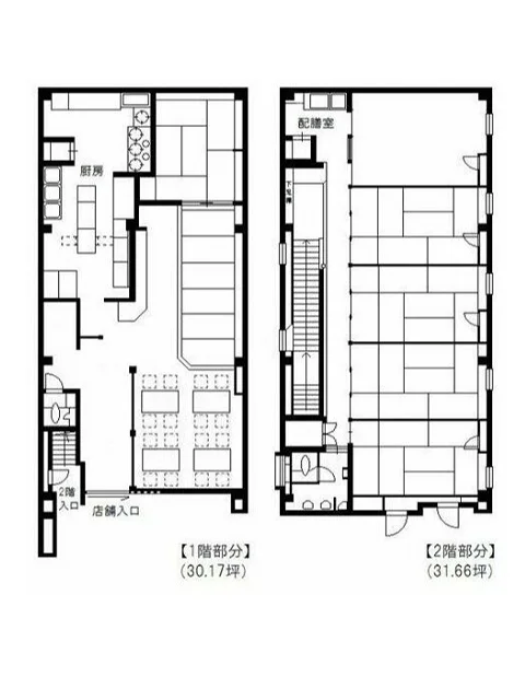 本厚木の居抜き店舗の平面図