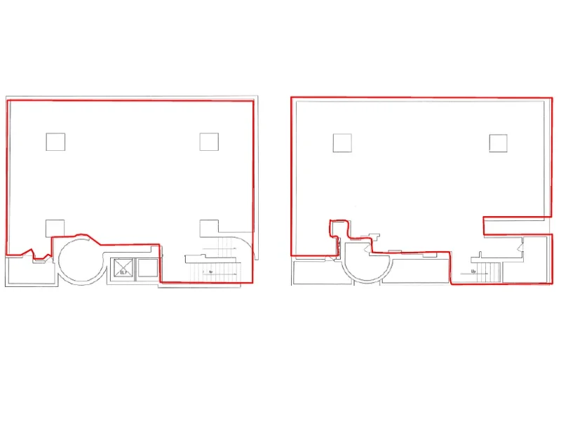 新橋のスケルトン店舗物件の平面図