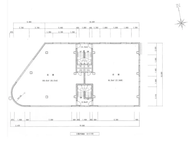 谷保のスケルトン店舗物件の平面図