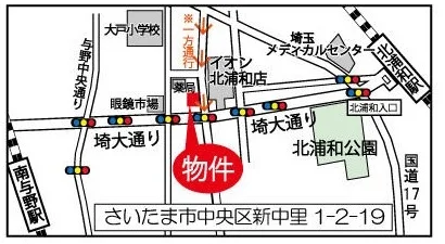 北浦和の事務所仕様店舗物件の地図