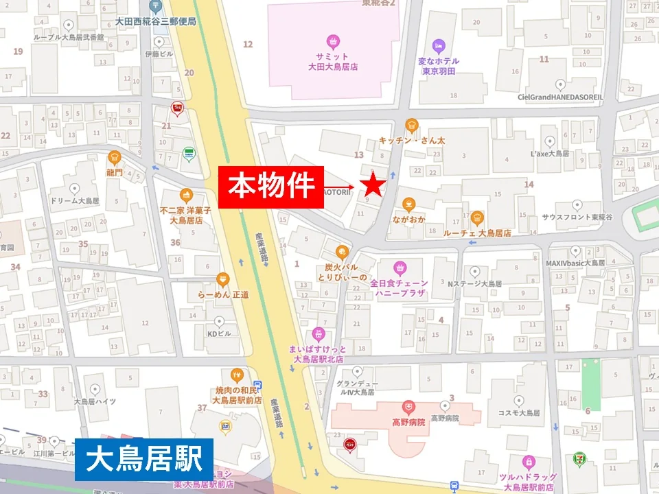 大鳥居の居抜き店舗の地図