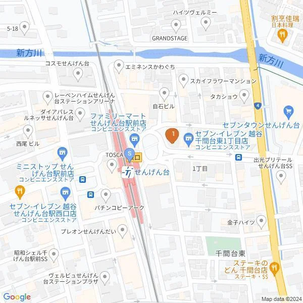 せんげん台のスケルトン店舗物件の地図