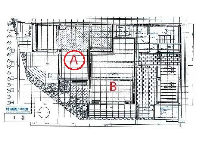 せんげん台のスケルトン店舗物件の平面図