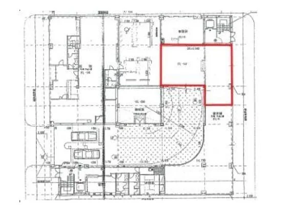 関内のスケルトン店舗物件の平面図
