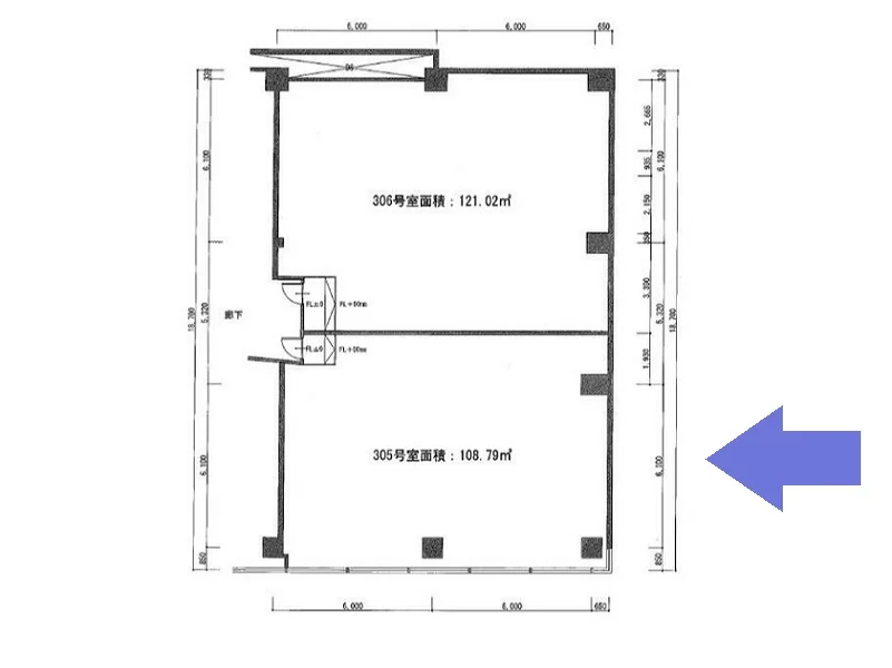 貸店舗(スケルトン)の平面図
