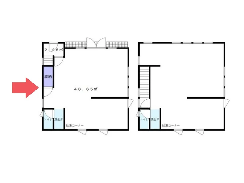 赤土小学校前のスケルトン物件の平面図
