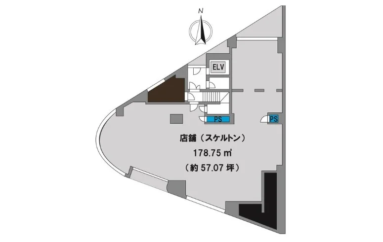貸店舗(スケルトン)の平面図