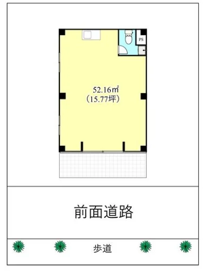 貸店舗(スケルトン)の平面図