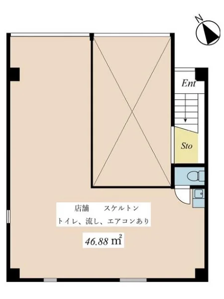新所沢のスケルトン店舗物件の平面図