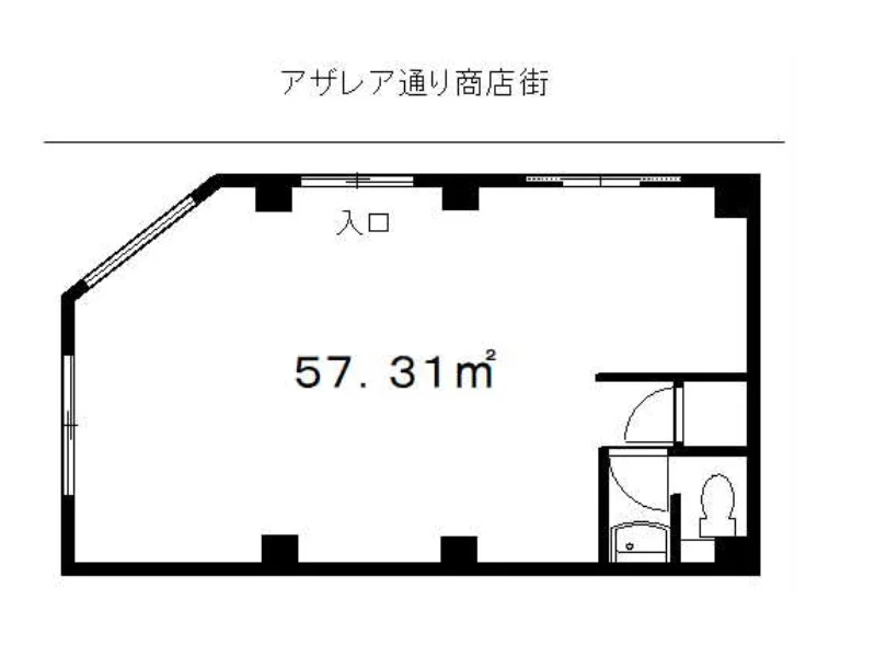 貸店舗(スケルトン)の平面図