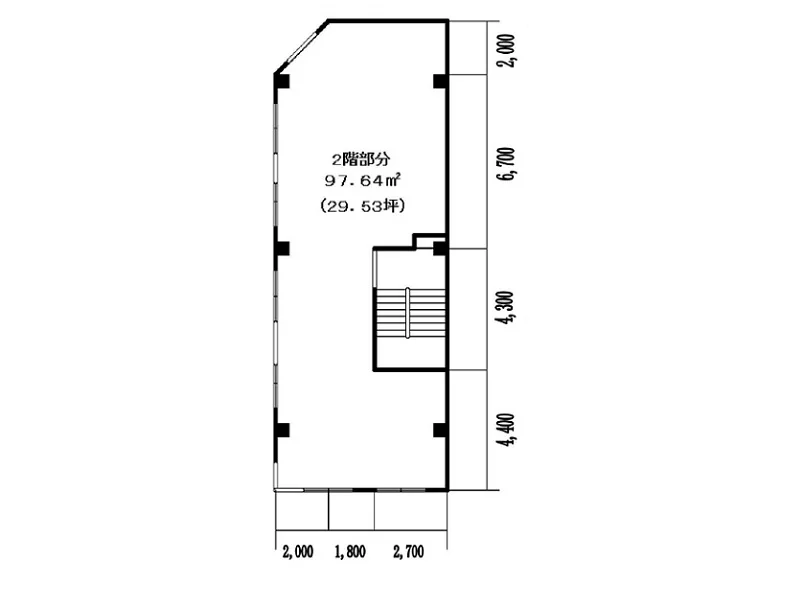 貸店舗(スケルトン)の平面図