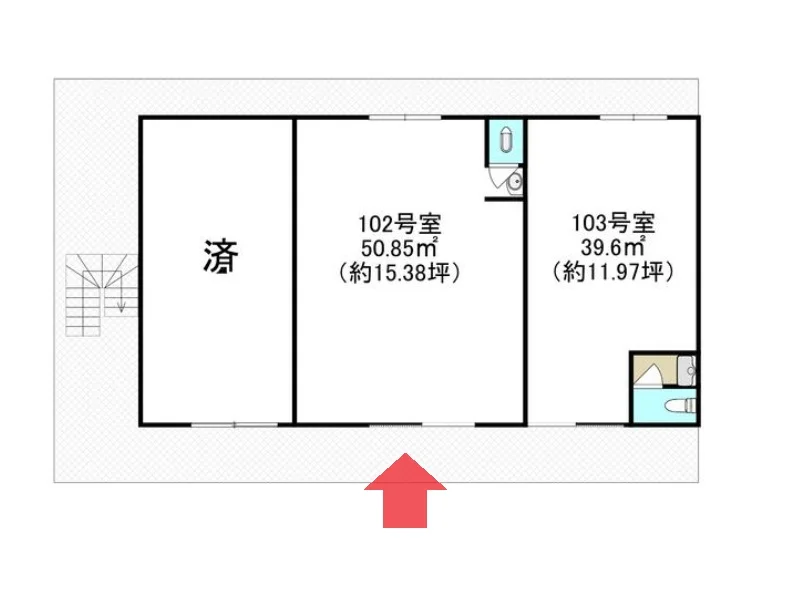 貸店舗(スケルトン)の平面図