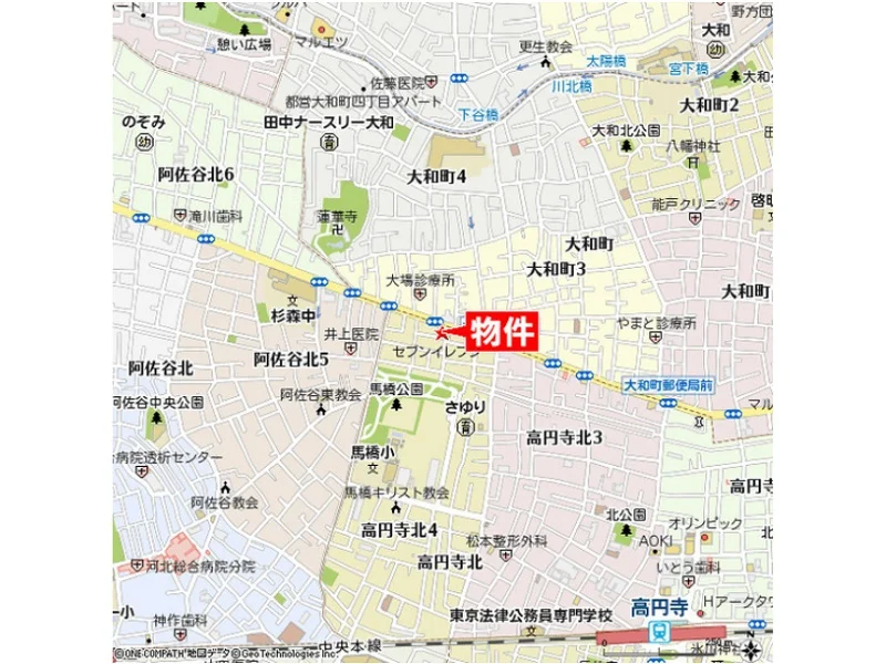 高円寺のスケルトン店舗物件の地図