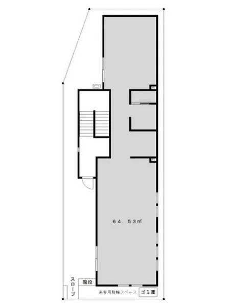 谷塚のスケルトン店舗物件の平面図
