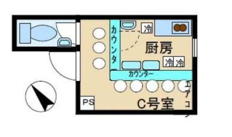国領の居抜き店舗の平面図
