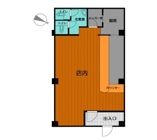 スナック・パブの居抜き物件の平面図