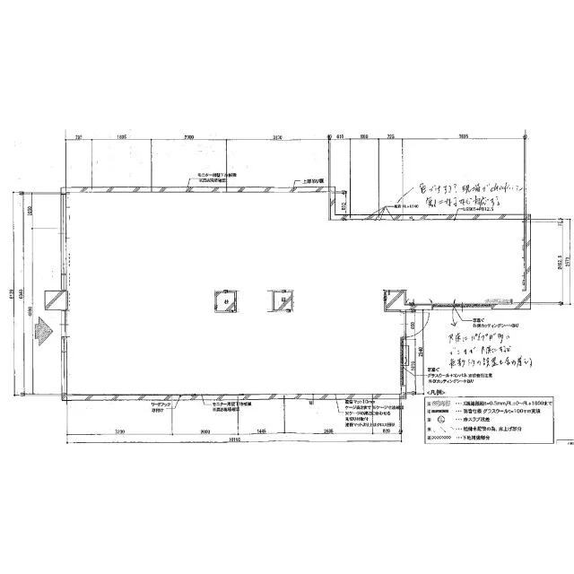 多摩川のスケルトン店舗物件の平面図