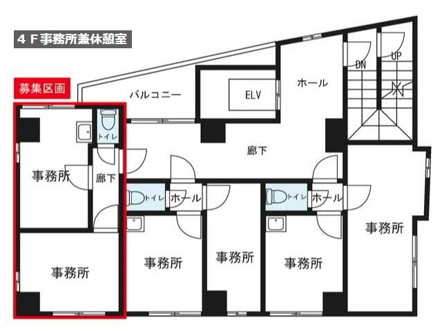 医院の居抜き物件の平面図