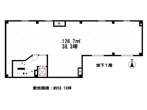 国立のお好み焼き居抜きの平面図