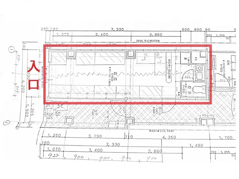 本郷三丁目の居抜き店舗の平面図