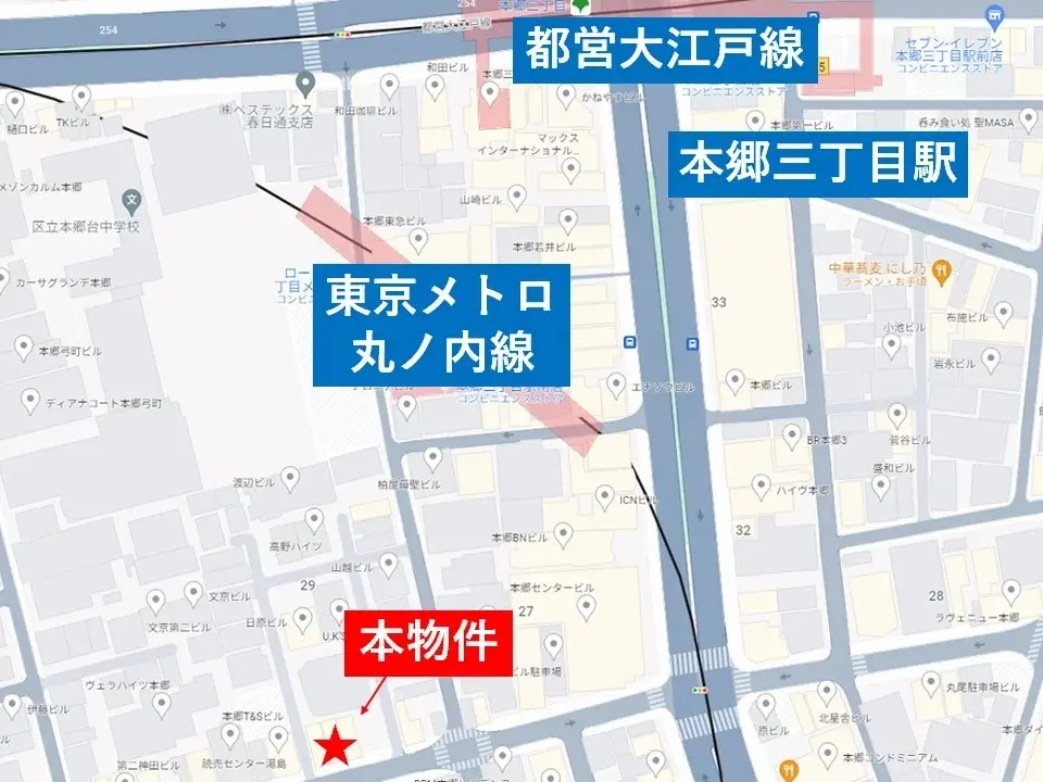 本郷三丁目のカフェ・喫茶店居抜きの地図