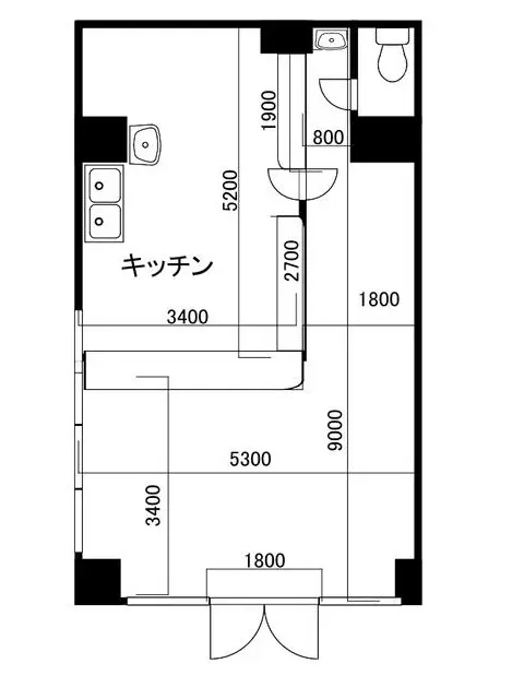 唐木田の中華料理居抜きの平面図