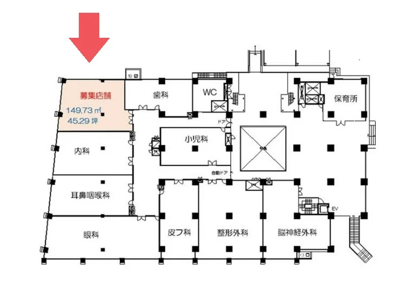 川口の居抜き店舗の平面図