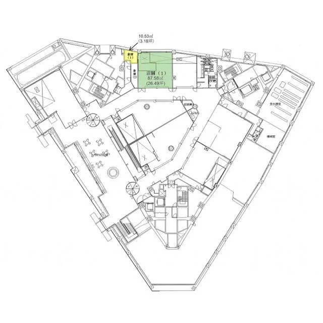汐留の居抜き店舗の平面図