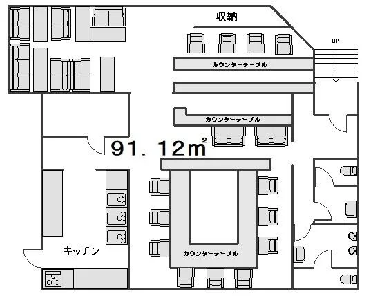 坂戸の居抜き店舗の平面図