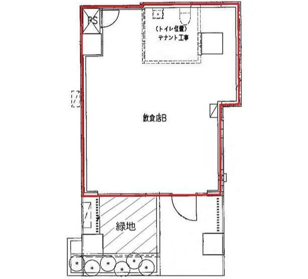 京橋のスケルトン物件の平面図