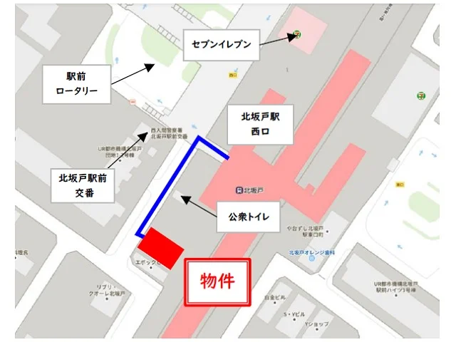 北坂戸のスナック・パブ居抜きの地図