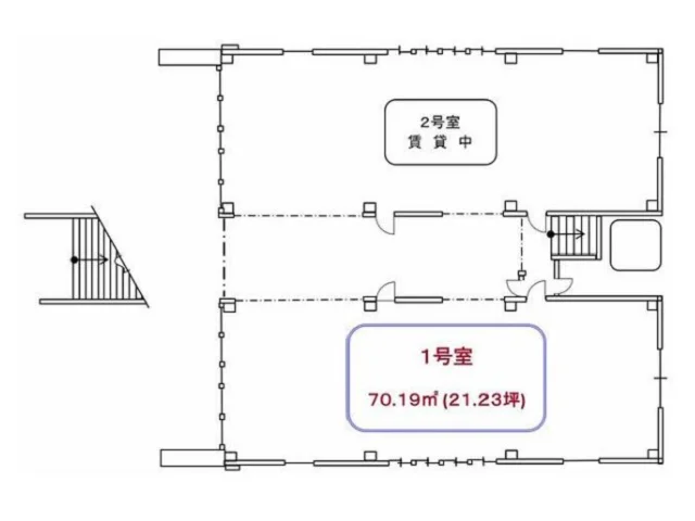 東海大学前のスケルトン店舗物件の平面図