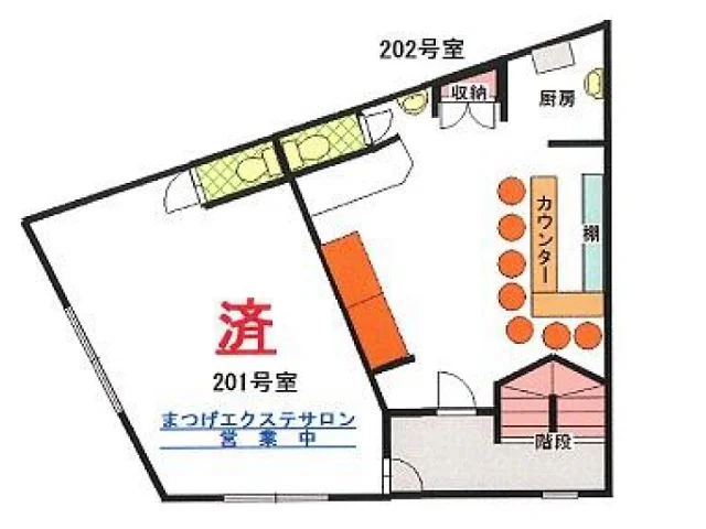 河辺の居抜き店舗の平面図