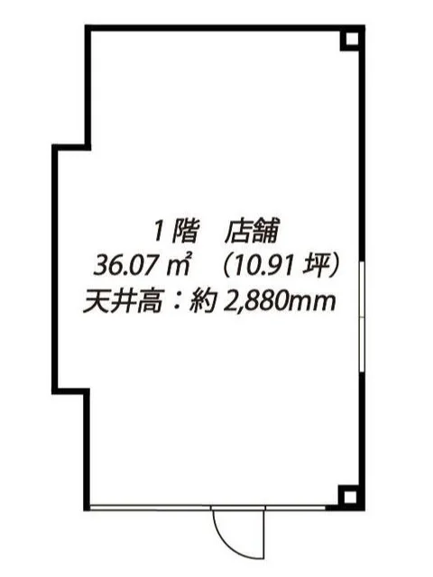 駒込のスケルトン店舗物件の平面図