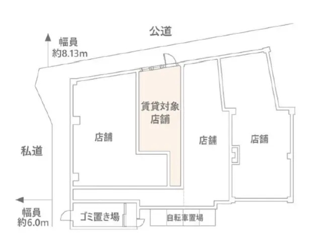 お花茶屋のスケルトン物件の平面図