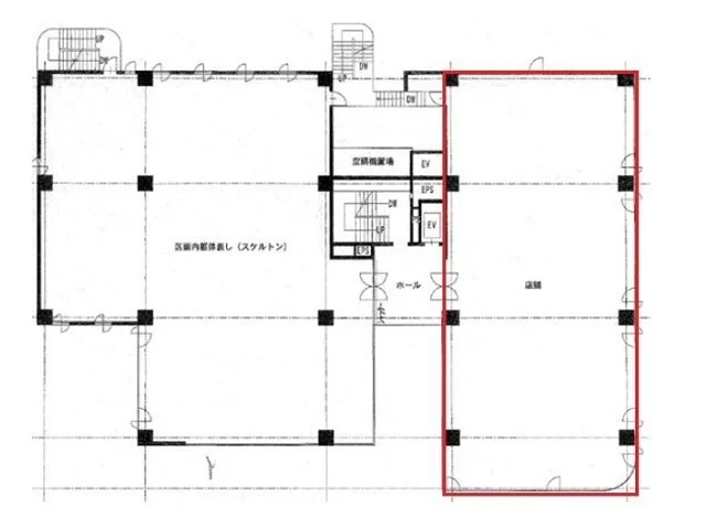 貸店舗(スケルトン)の平面図