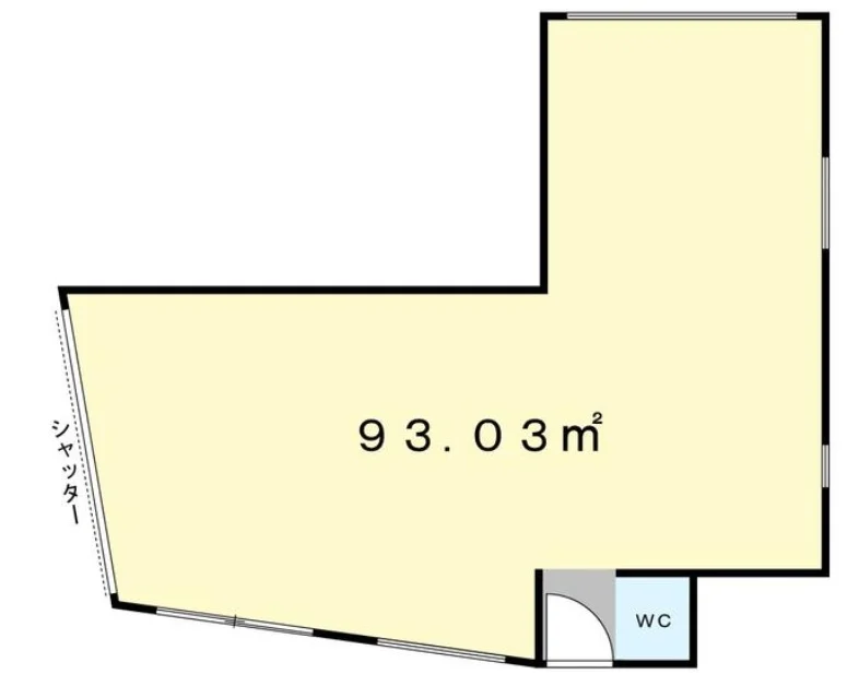 上野毛のスケルトン店舗物件の平面図